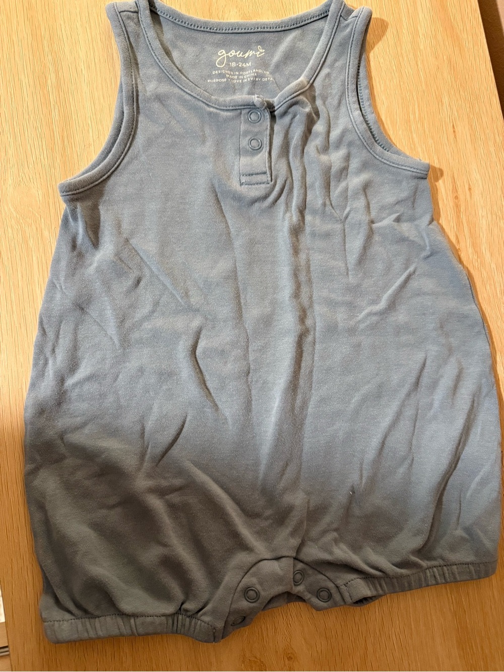 Goum* Soft Blue Tank One-Piece Romper for Kids